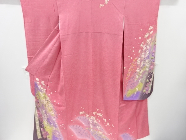 リサイクル　金彩枝垂れ桜に毬模様刺繍振袖・袋帯セット